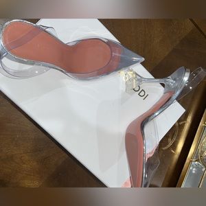 Amina Muaddi Holli Clear Slingback Pumps